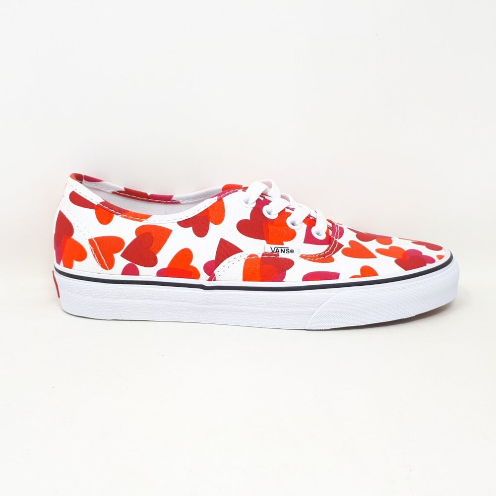 Vans Authentic Valentine Hearts Red White Skate Casual Shoe Sneaker Womens 7.5